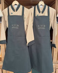 Bakery uniform set with grey apron and beige jacket