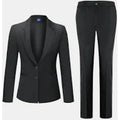 Black suit jacket and pants on a white background