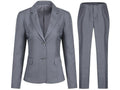 Gray suit jacket and pants on a white background