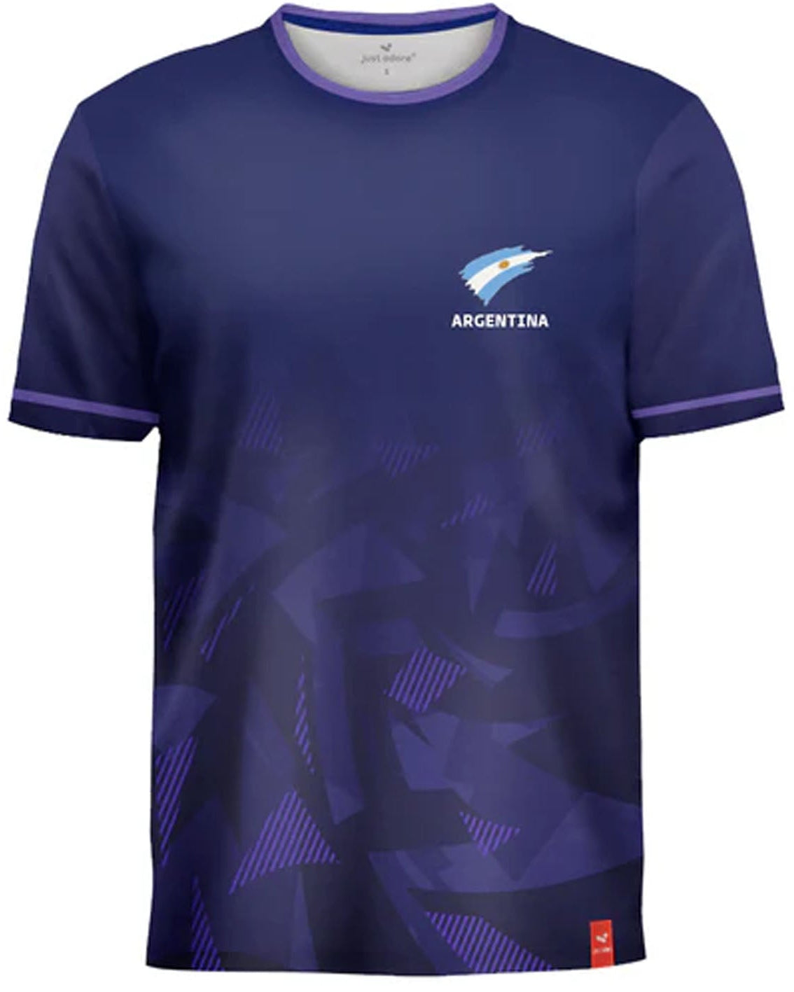 Navy blue sports jersey with 'Argentina' logo on a white background