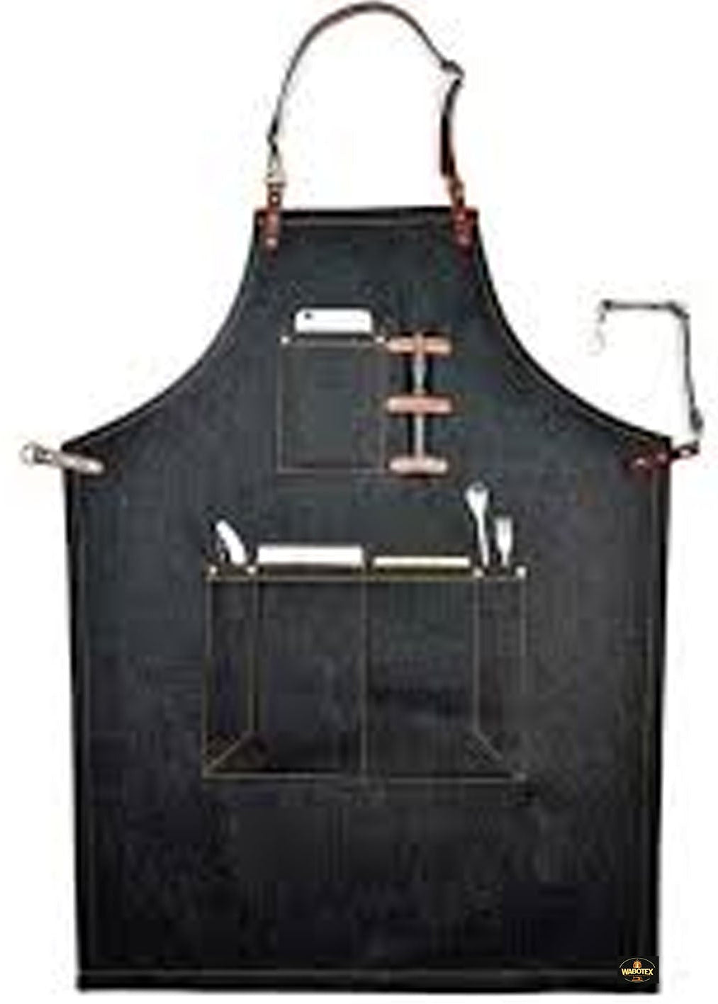 Black apron with tool belt on a white background