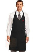 Bartender with Black Apron and White shirt on a white background