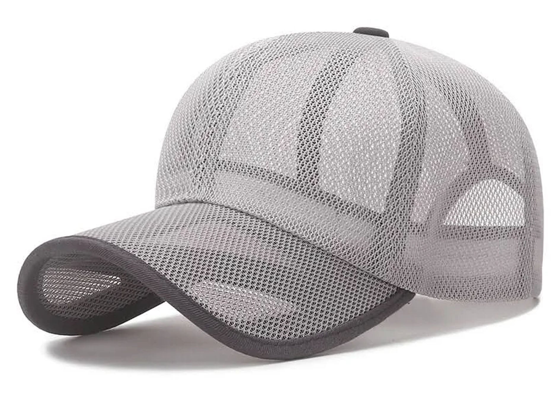Gray mesh cap on a white background