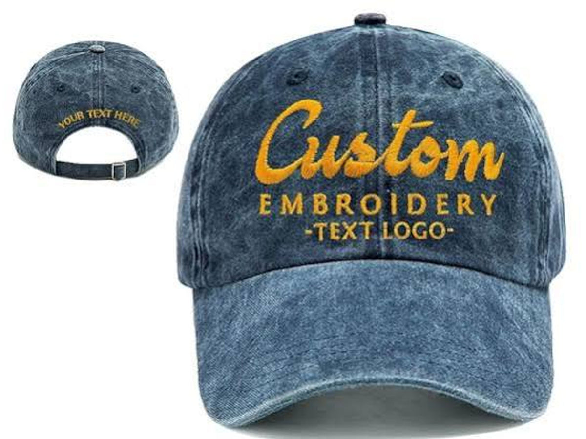 Blue Denim Base Ball Cap with custome embroidery