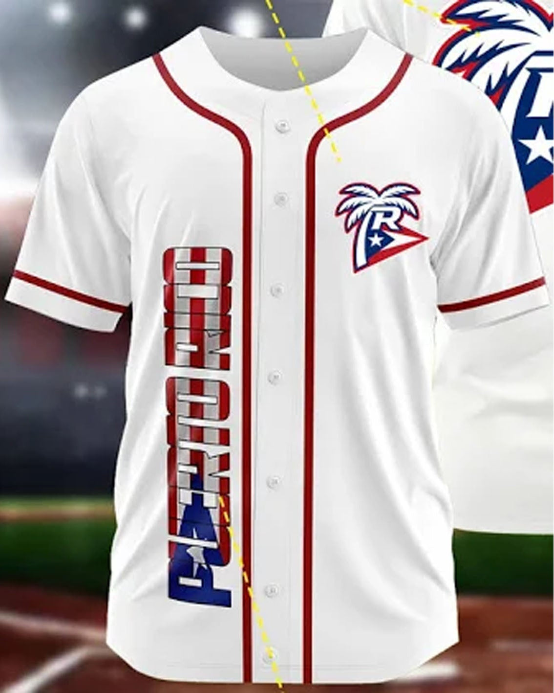 White Pueto Rico Baseball jersey top