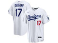 White Dodgers baseball jersey front and back view