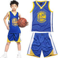 Blue orange and white kids basket ball jersey