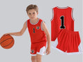 Red and white kids basket ball jersey