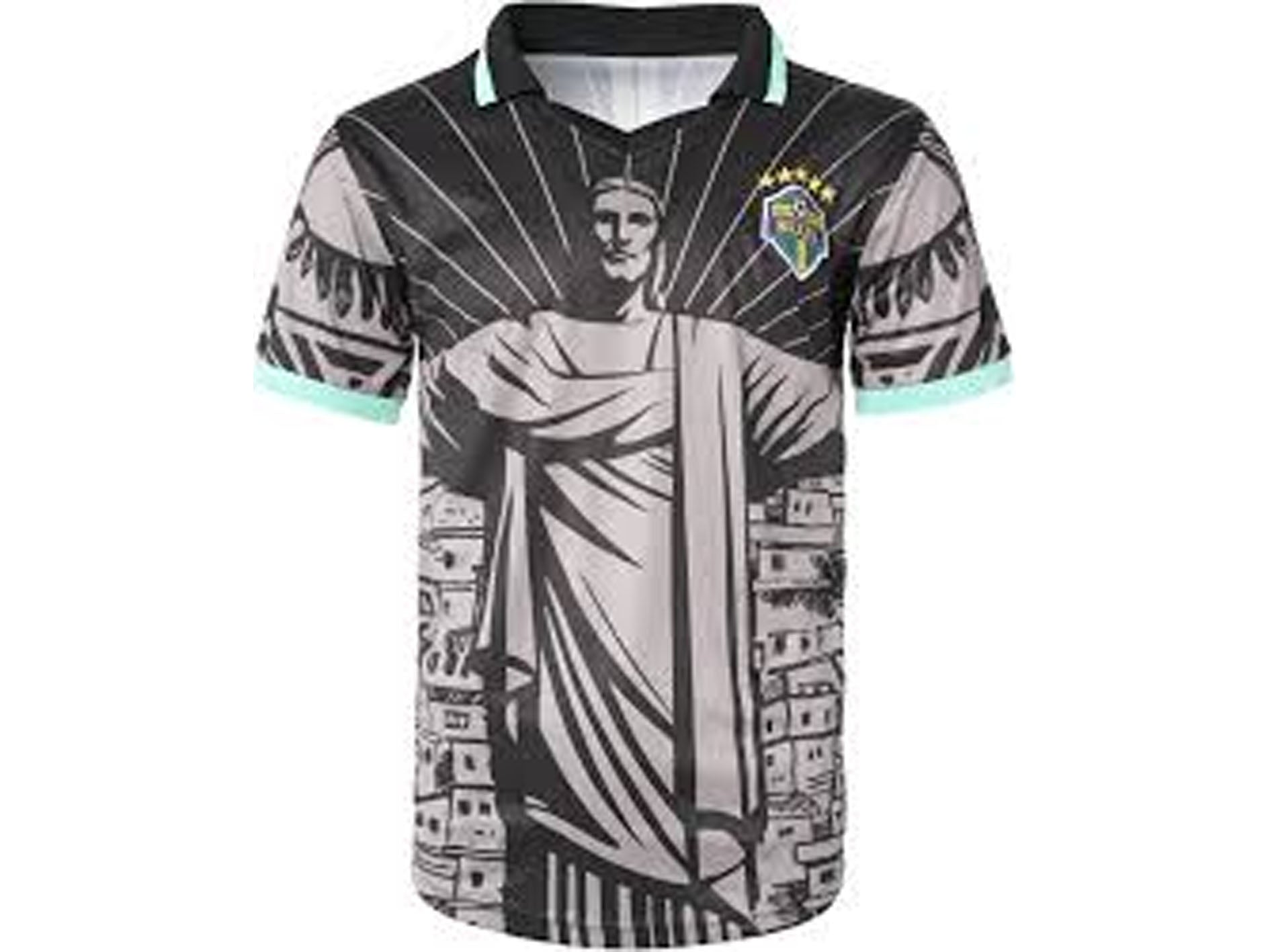Polo shirt with a graphic design on a white background