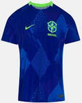 Blue soccer jersey with Nike logo and 'Brasil' text on a white background