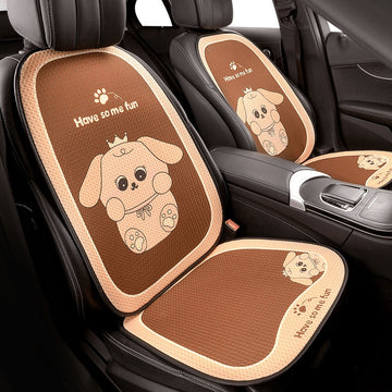 Car seat covers with cartoon dog design on a car seat
