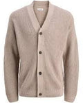 Beige cardigan with buttons on a white background