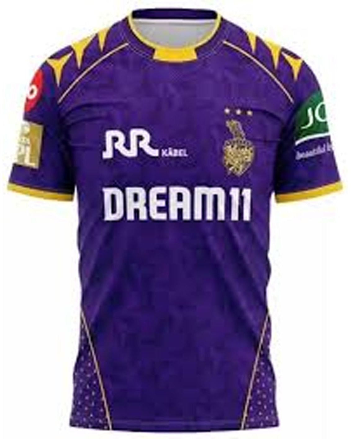 Purple sports jersey with branding on a white background