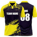 Black and yellow sports jersey with customizable text on a white background