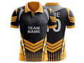 Black and yellow sports jersey with 'TEAM NAME' text on a white background