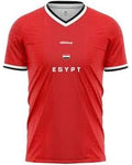 Red Egypt Soccer Jersey with white & Back cuff and collar