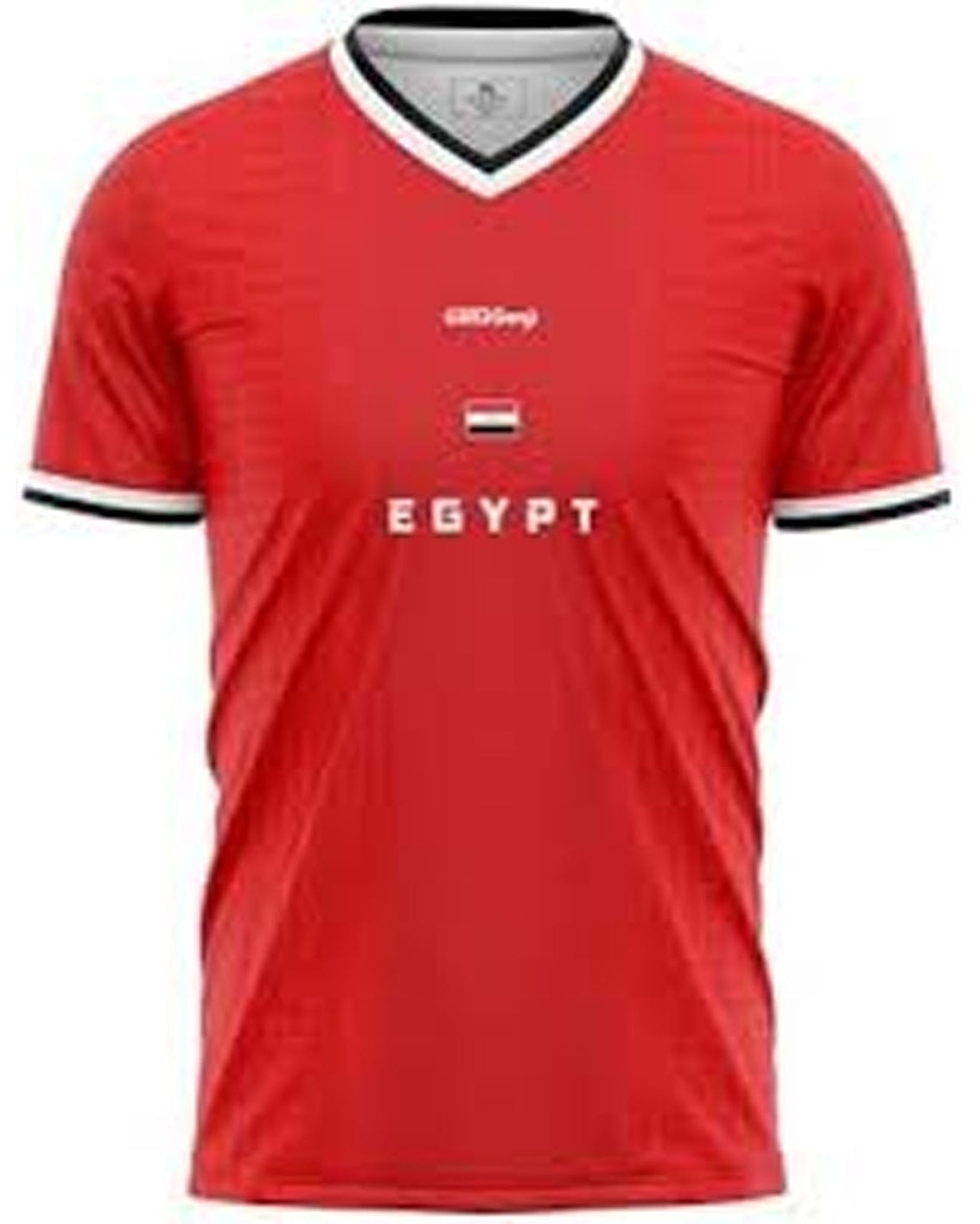 Red Egypt Soccer Jersey with white & Back cuff and collar