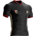 Black Egypt Soccer Jersey with grey patterns and red cuff and v neck