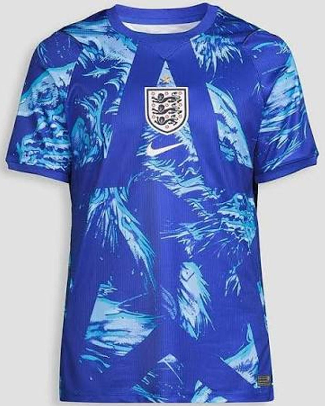 Blue England Soccer Jersey with whte patches