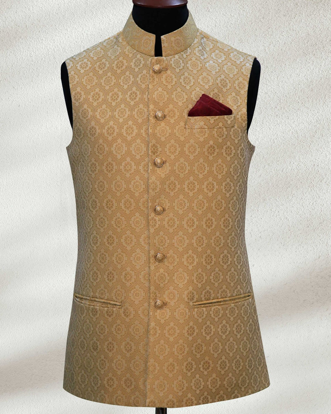 Fawn Waist Coat on a grey background
