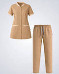 Light Beige Female Housekeeping Uniform Set