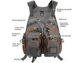 Grey multipocket Fishing Vest with descriptions