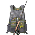 Multipocket Grey Fishing Vest qith fishing items
