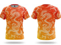 Orange Full sublimation Tshirt with beige dragon design