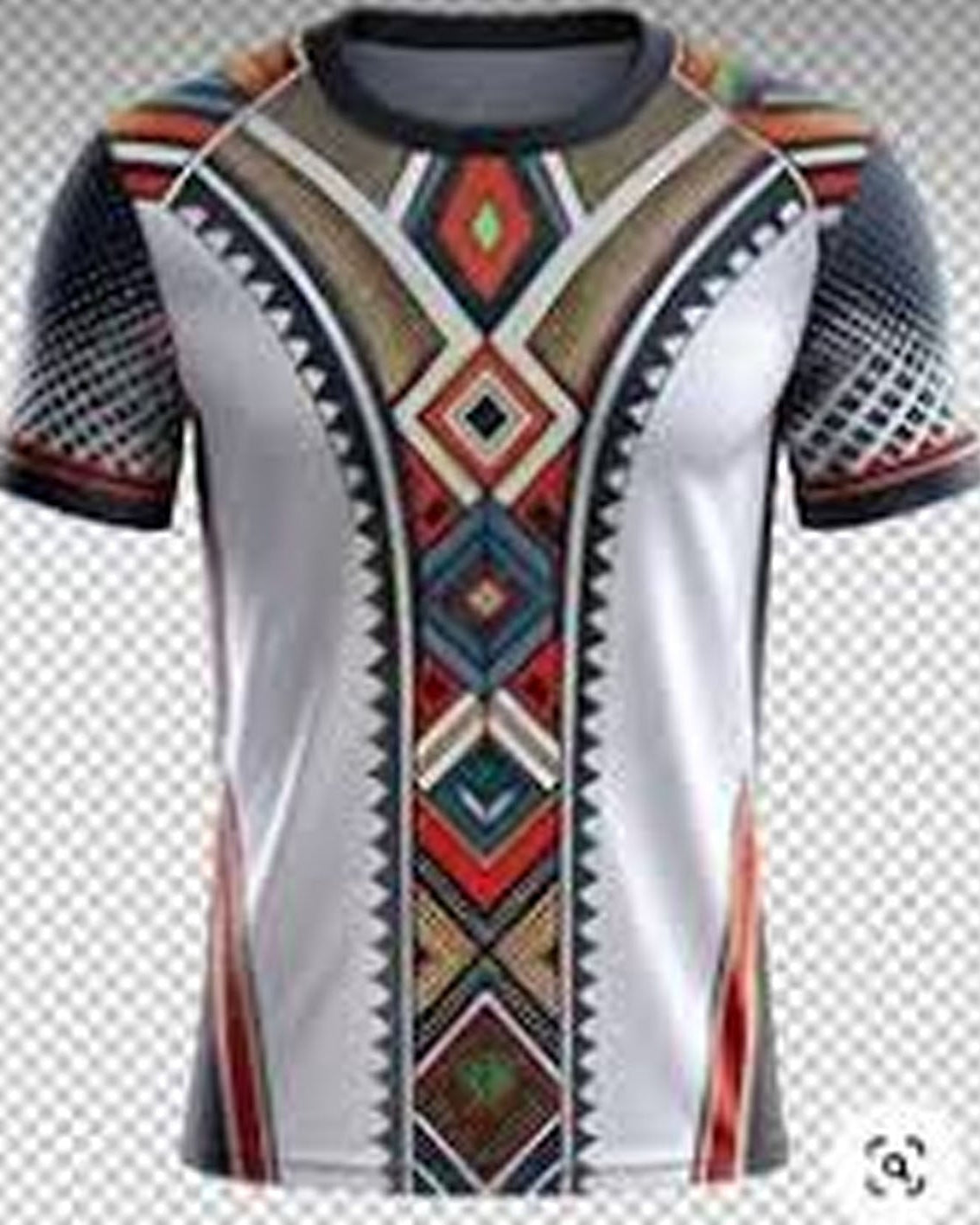 White and multicolor design tshirt full sublimation