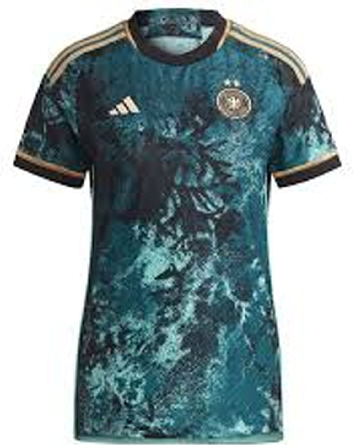 Teal soccer jersey with Adidas logo on a white background