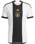 White and black soccer jersey with Adidas logo on a white background