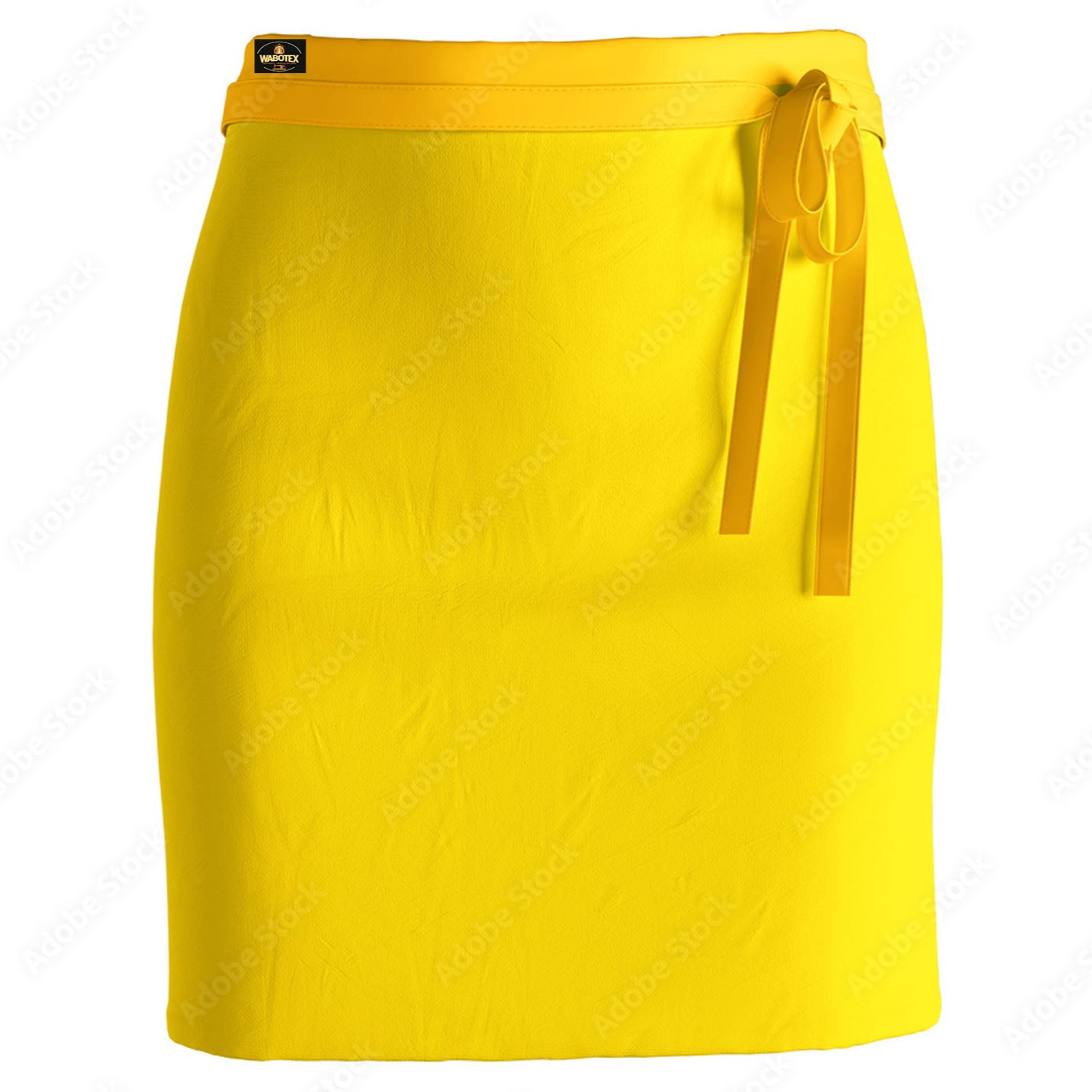 Yellow skirt with a tie waist on a white background