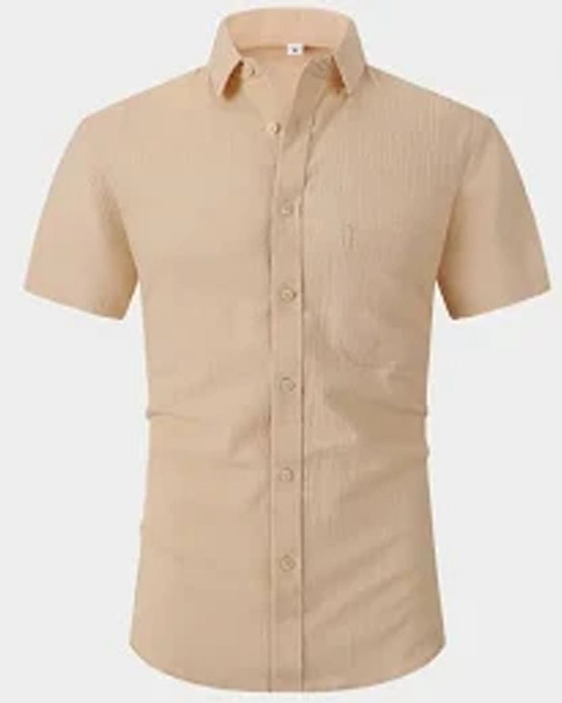 Beige short-sleeve shirt on a white background