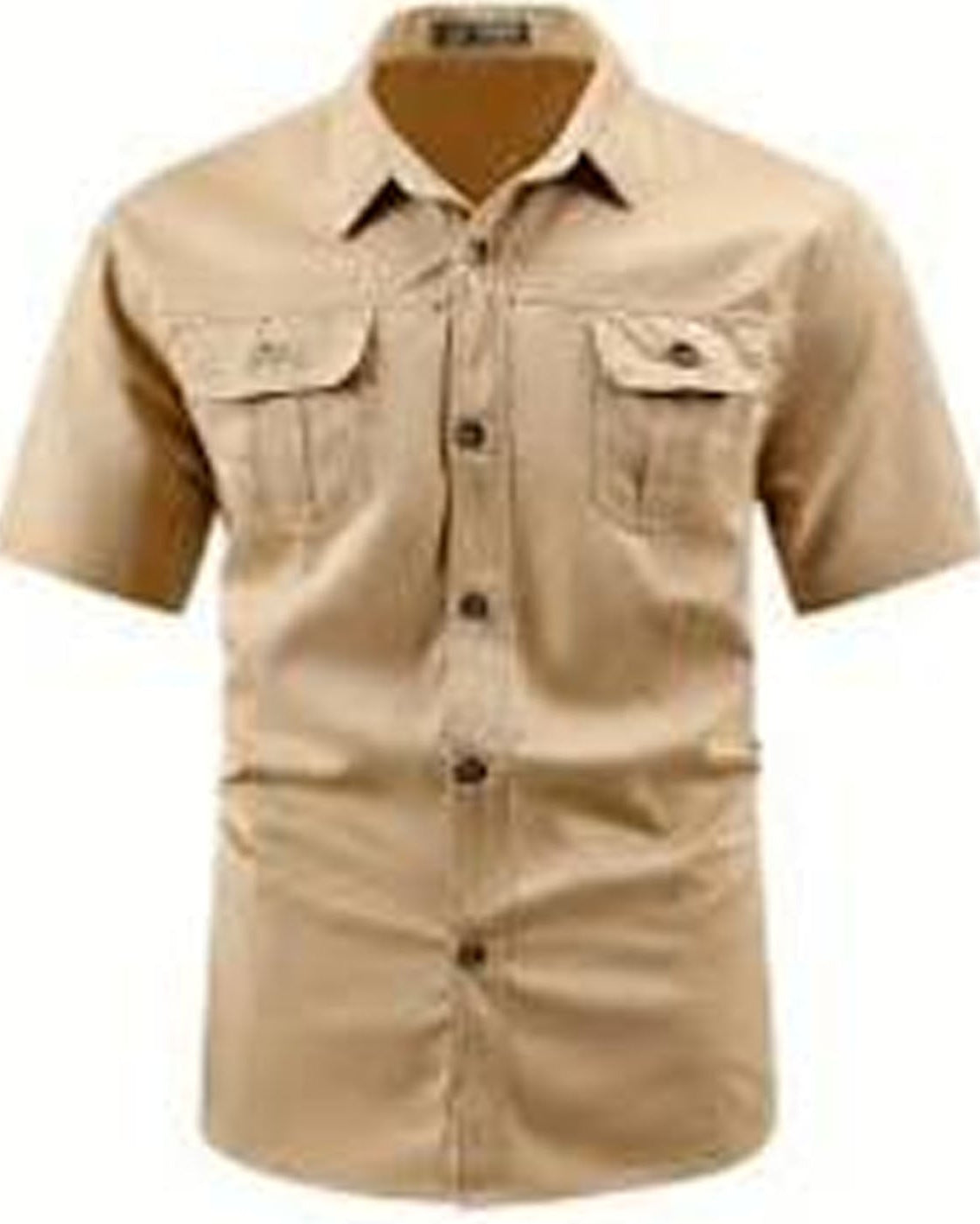 Beige short-sleeve shirt on a white background