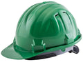 Green hard hat on a white background