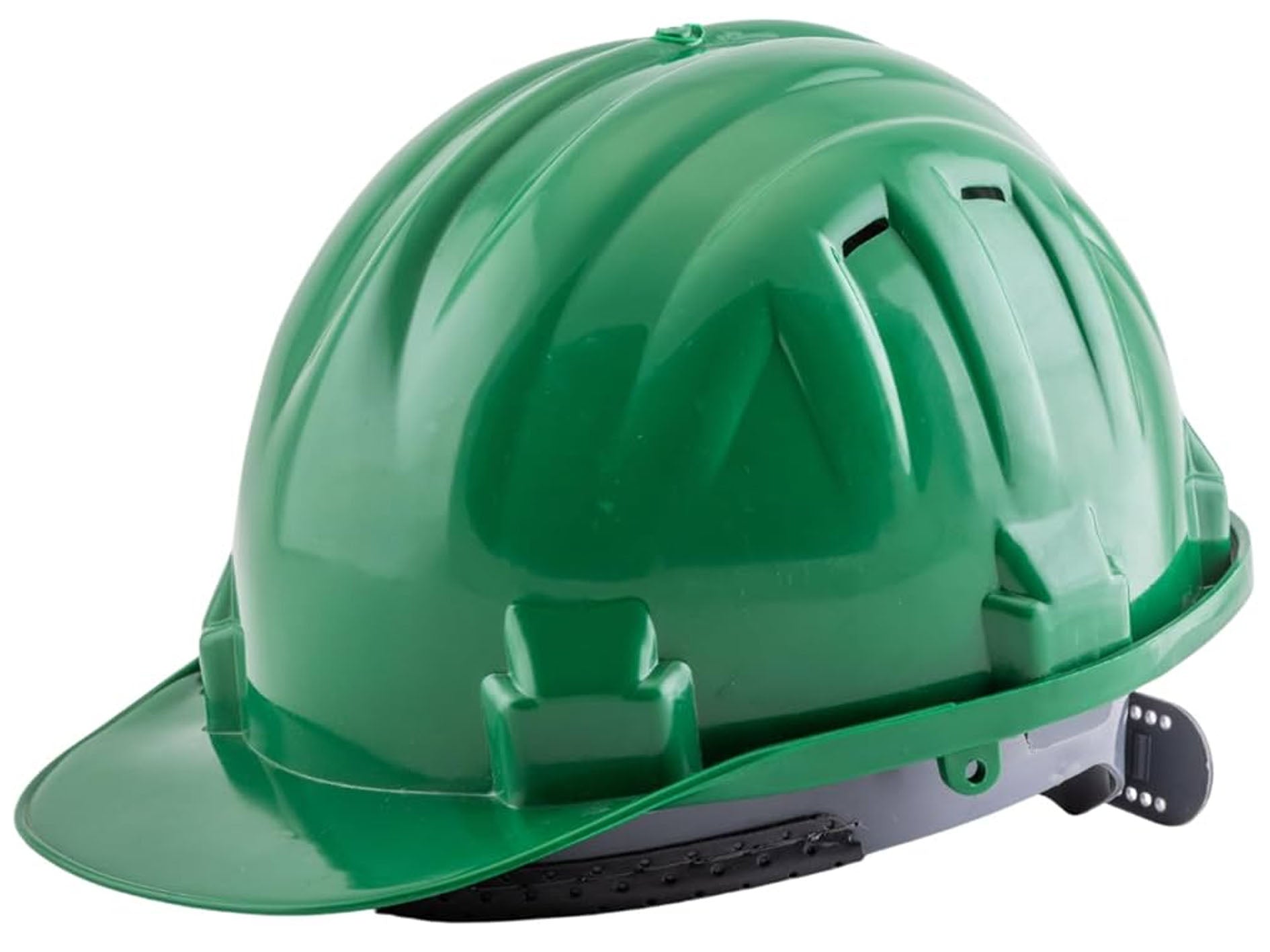Green hard hat on a white background