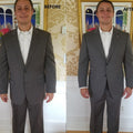 Man ith altered suit set before and after alteration