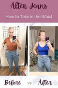 Before and after jeans alteration on a woman