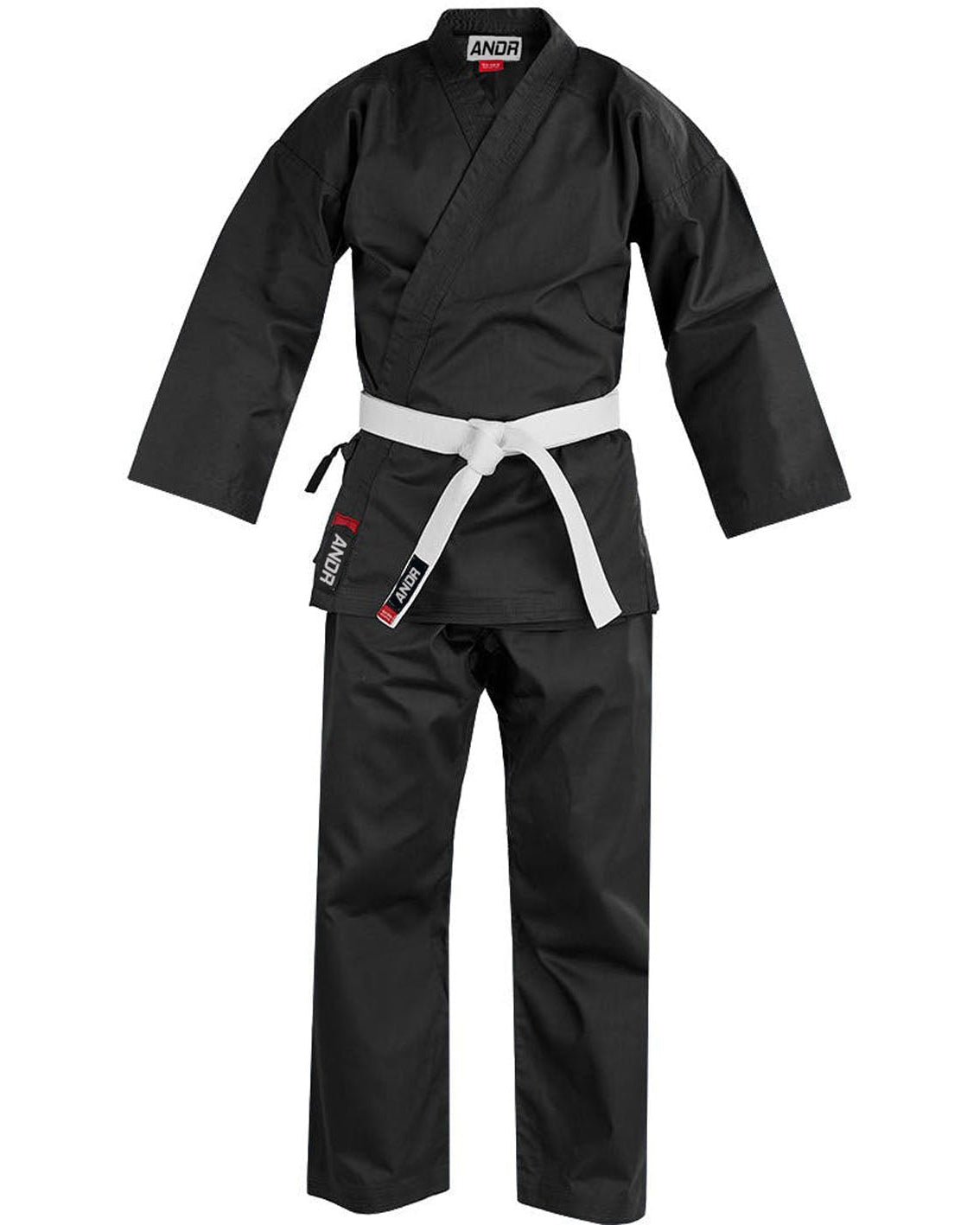 A black Brazilian Jiu-Jitsu (BJJ) gi uniform with a white belt, shown against a plain white background. The brand 'Liberator' is visible on the collar label and belt tag.