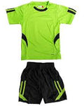 Green and black sports outfit on a white background