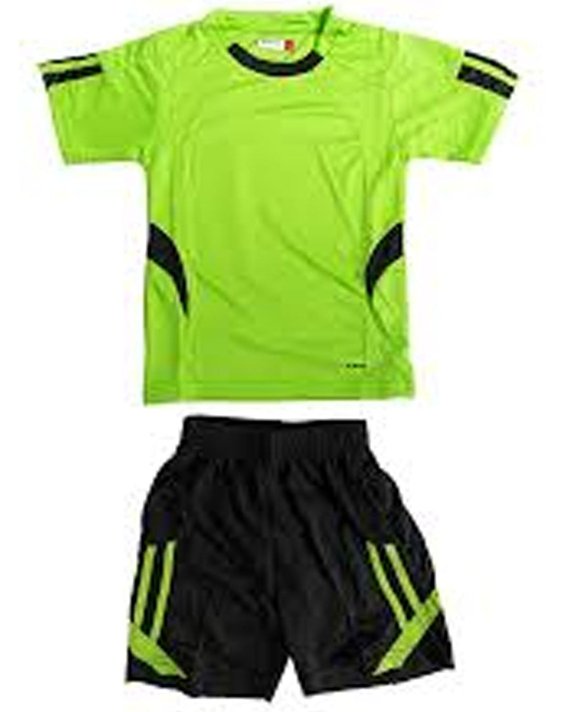 Green and black sports outfit on a white background
