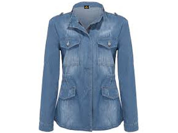Blue denim jacket on a white background