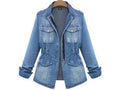 Blue denim jacket on a white background