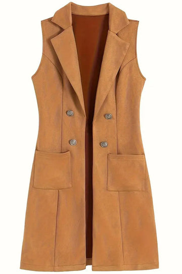 Beige ladies sleeveless blazer