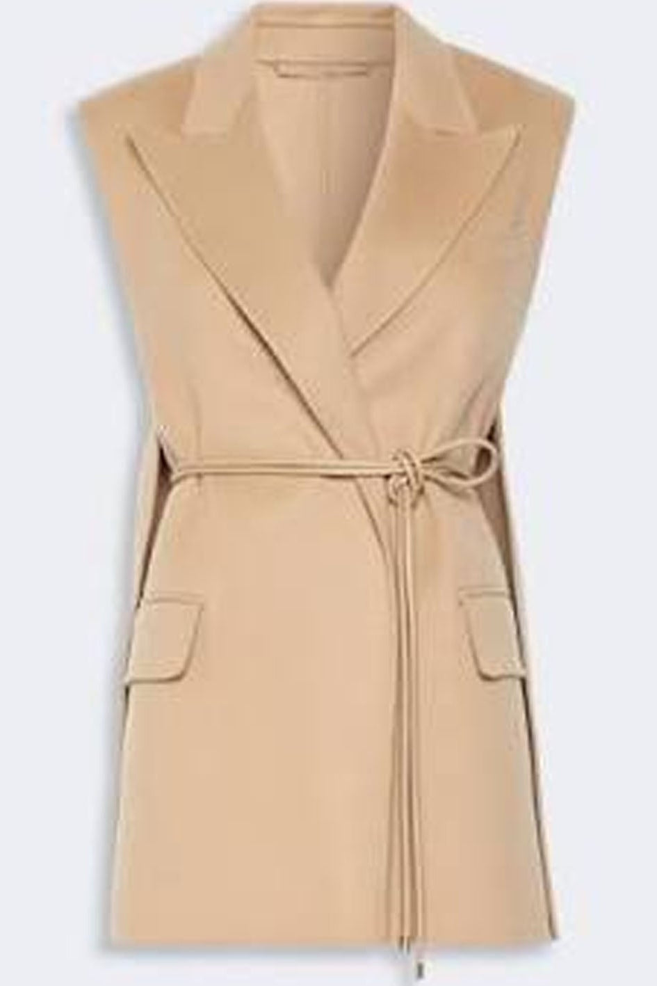 Beige laced sleeveless ladies blazer