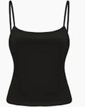 Black spaghetti strap top on a white background