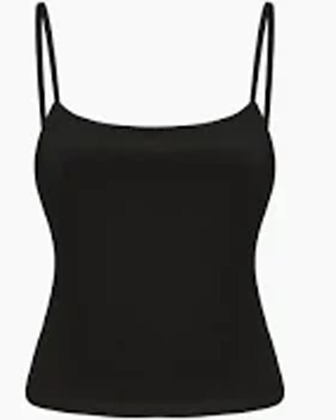 Black spaghetti strap top on a white background