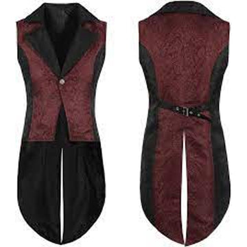 Red and black patterned vest on a white background