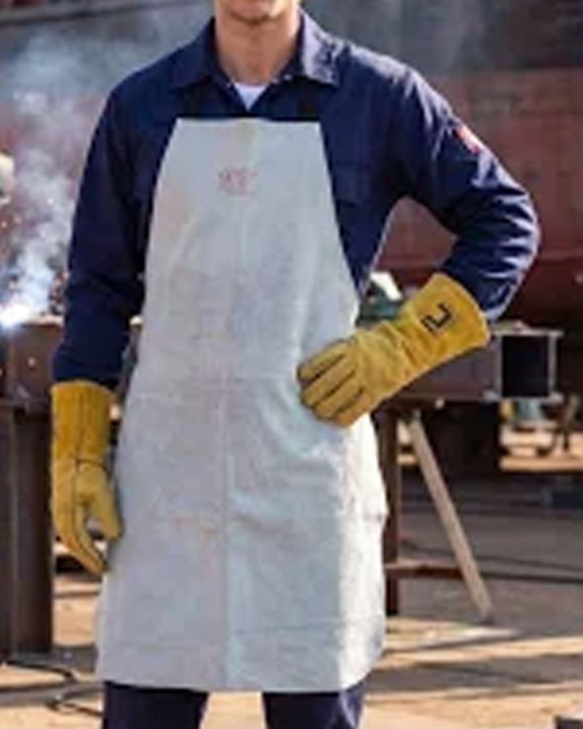 Sky Blue Leather Welding Apron