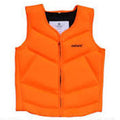 Orange safety vest with a brand logo on a white background